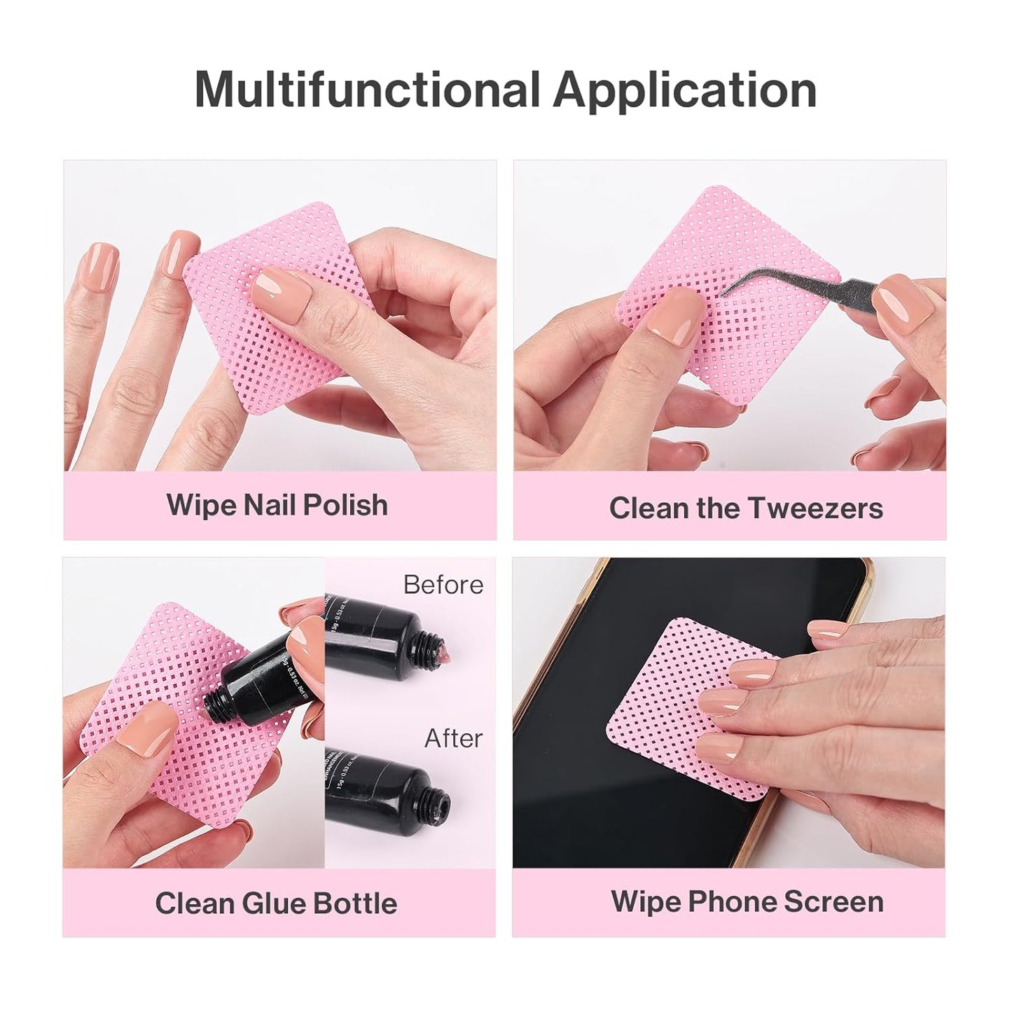 MelodySusie 900Pcs Lint Free Nail Wipes Super Absorbent Soft Non-Woven for Fingernail Polish Remover and Eyelash Extension Wipes for Nail Art