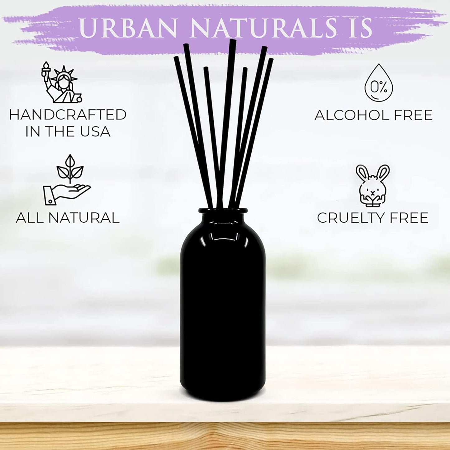 Urban Naturals Lavender Fields Oil Essential Oil Reed Diffuser Set with Real Lavender Stems! French Blossoms, Geranium & Clary Sage | #1 Gift Idea for Aromatherapy & Stress Relief | Vegan | USA Made
