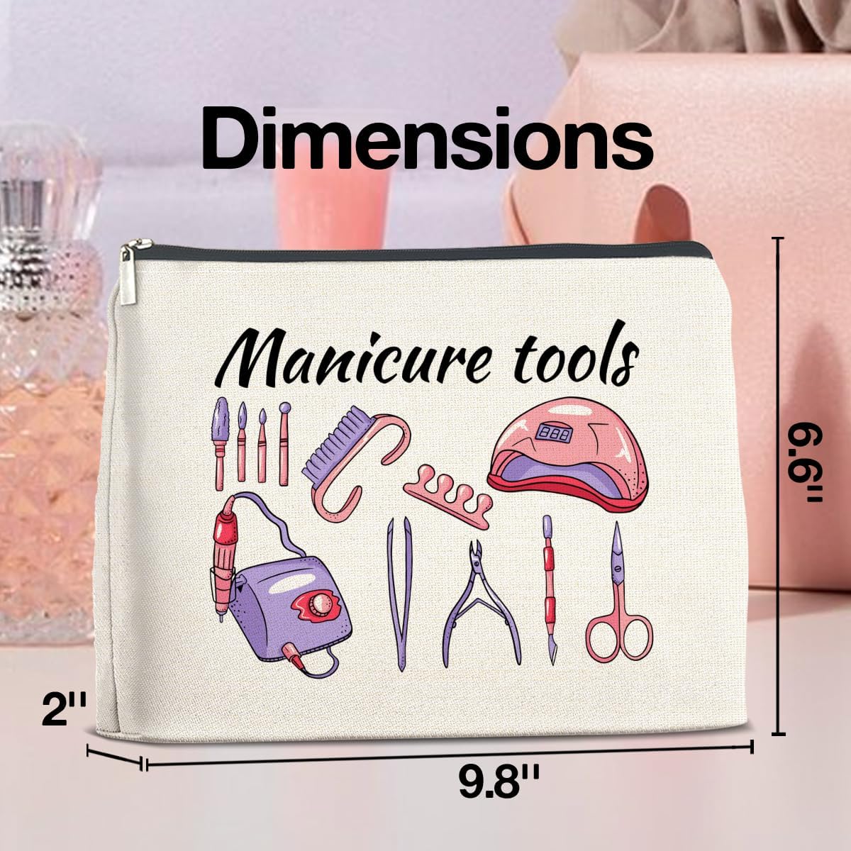 Manicurist Nail Tech Gifts Makeup Bag Gifts for Women Nail Technician Artist Cosmetic Bag Manicure Tools Zipper Makeup Pouch