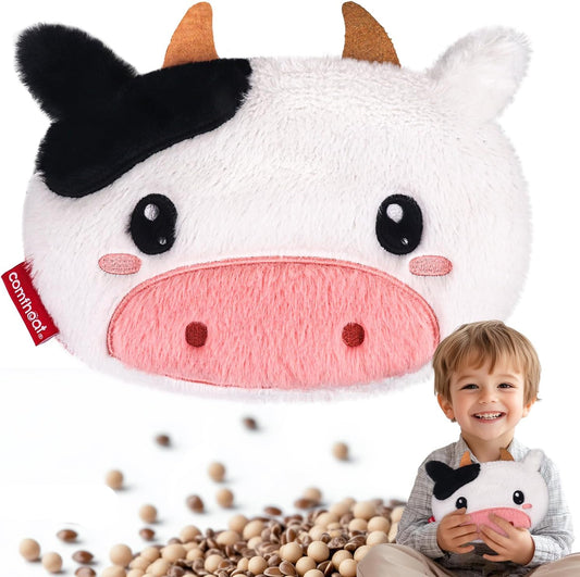 Cow Microwave Heating Pad - Hot & Cold Therapy with Natural Flaxseed Filling, Moist Heat for Cramps, Shoulder Muscle Pain Relief, Natural Heat Pack Moist Heat with Washable Cover