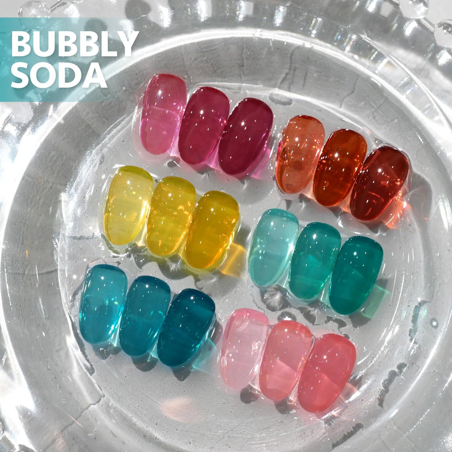 GAOY Jelly Gel Nail Polish of 6 Transparent Pink Red Blue Yellow Colors Sheer Gel Polish Kit for Salon Manicure and Nail Art DIY at Home