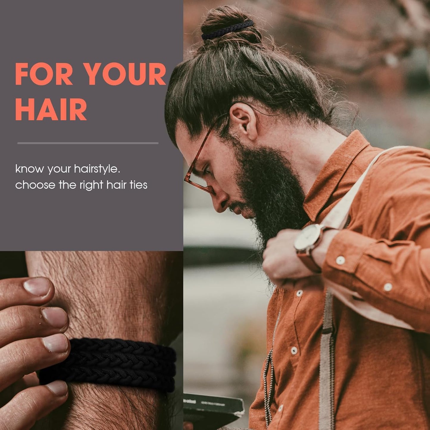 EasYoung 10pcs Braided Hair Ties for Thick & Curly Hair, No Crease Coils for Men & Women with Long Hair