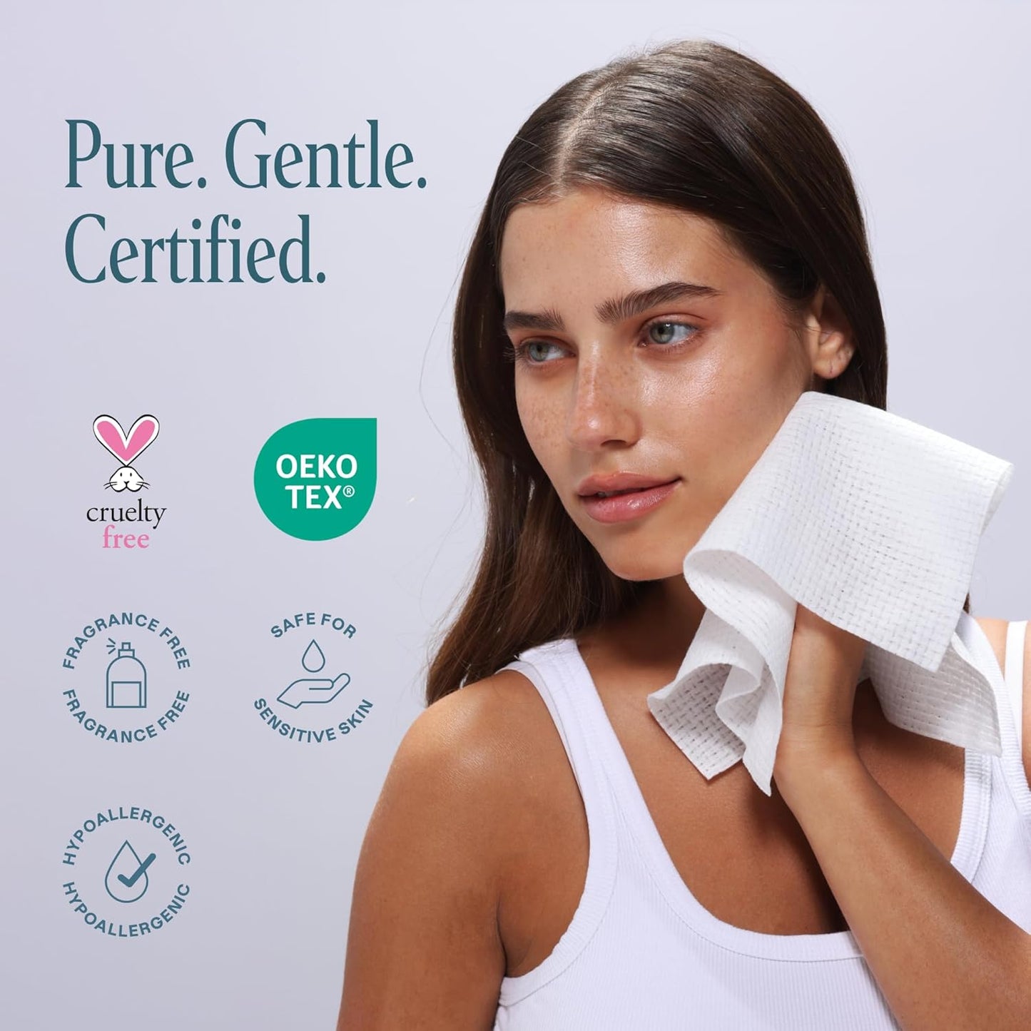 Cliganic Clean Face Towels XL, Bulk Size (200 Count), Disposable, Ultra-Absorbent, Hypoallergenic & Soft - Makeup Remover Dry Wipes, Pamper Your Face, Hygienic Towelettes, for All Skin Types