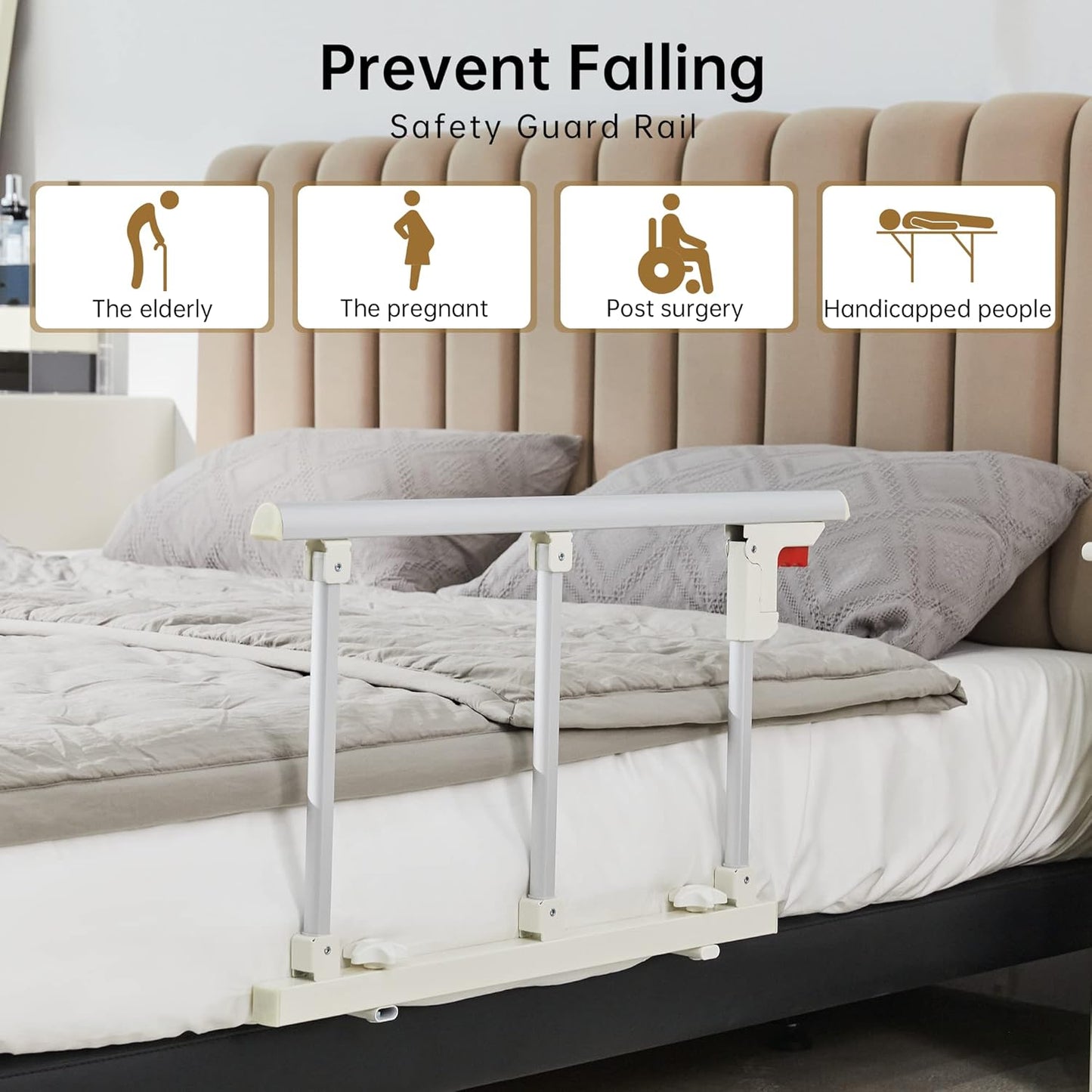 ELENKER Bed Safety Rail, Folding Bed Assist Handle Adjustable Medical Hospital Assistive Devices Bed Railing for Elderly Seniors Adults,28.5"x16.3"