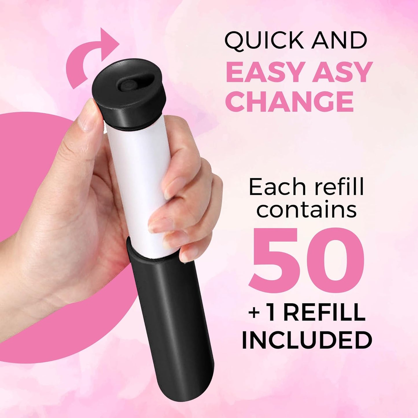 Portable Lint Roller with 100 Sticky Sheets, Mini Pet Hair Remover, Lint Roller for Cats, Dogs, Kids - Travel Roller for Clothes Backpack School - Small Retractable Fits in Pocket (Black)