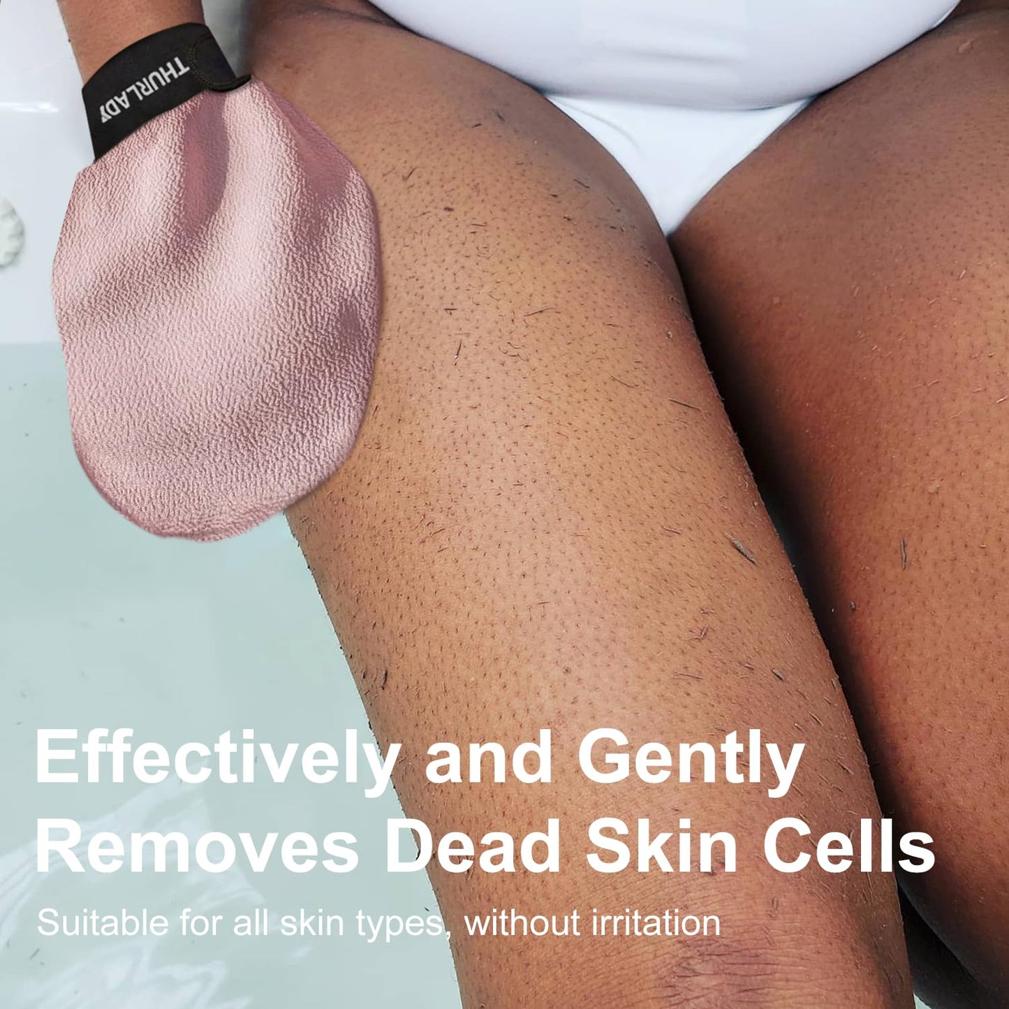 Exfoliating Glove - Korean Exfoliating Mitt - Exfoliating Body Scrubber, Body Exfoliator Scrubber, Viscose Fiber Shower Mitt, Dead Skin Remover for Smooth Skin, Self-Tan Prep & Removal, Pink