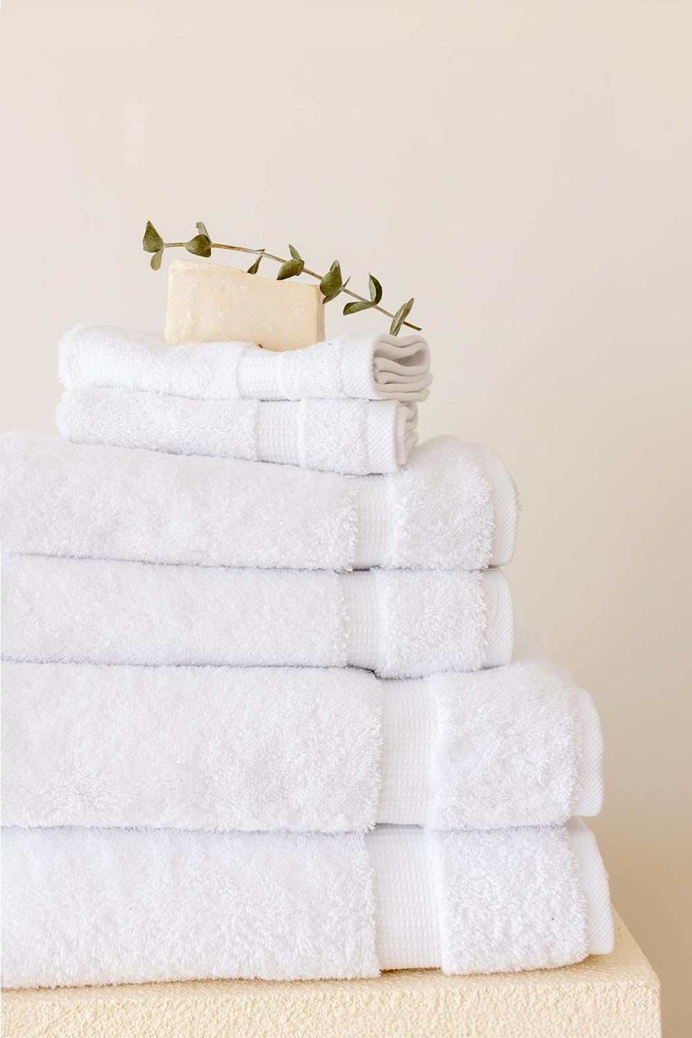 SALBAKOS 100% Turkish Cotton 6-Piece Towel Set | Heirloom Quality Hotel & Spa Collection | Soft, Super Absorbent 2 Washcloth, 2 Hand, 2 Bath Towel Sets | Made in Turkey (White, 6 Piece Towel Set)