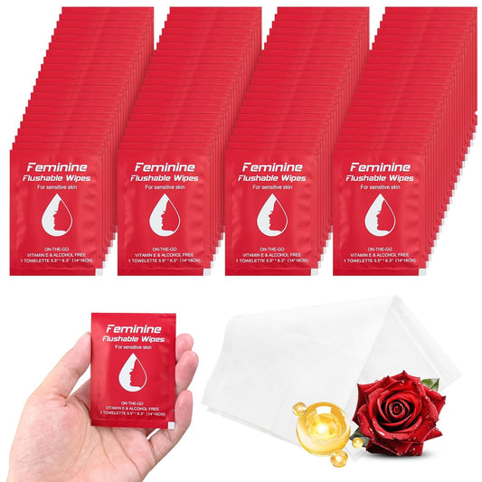 Feminine Wipes Individually Wrapped, Flushable Wipes Travel,Travel Wipes for Women,Feminine Care Wet Wipes Travel Size Vaginal Wipes for Adult, Girl and Homeless400