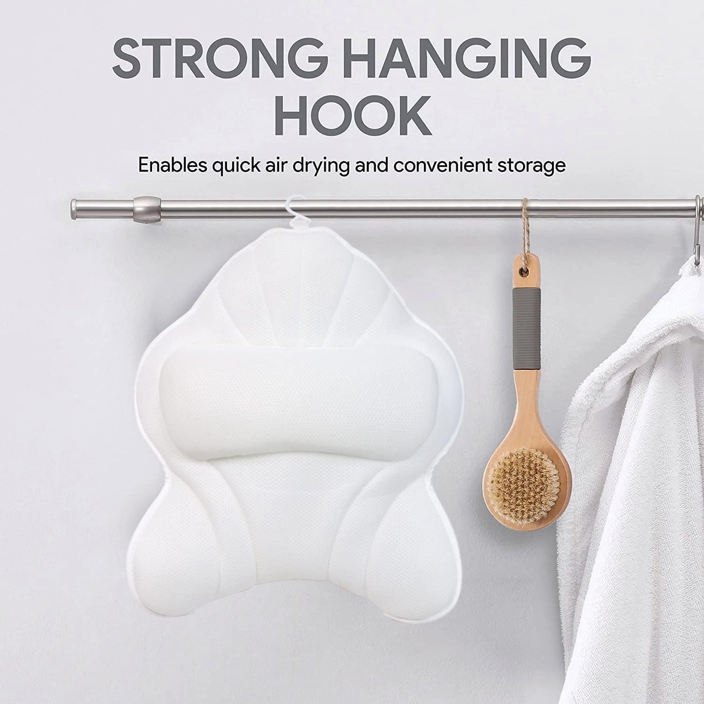 Extra Thick Large Bath Pillow with Neck,Back,Head Support for Bathtub, Spa, Soaking White(21''x17'')