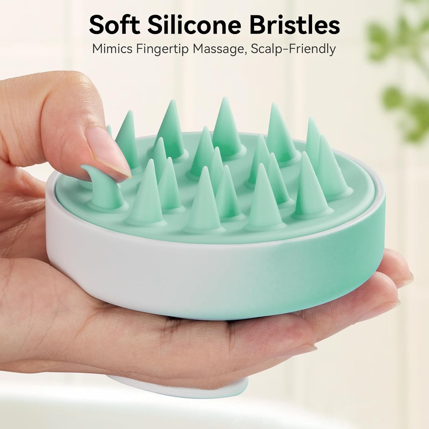 HEETA Scalp Massager Hair Growth, Soft Silicone Scalp Scrubber Shampoo Brush for Exfoliation, Dandruff Removal Head Massage Stress Relax, Wet & Dry Use for Thick Thin Curly Hair Care, Gradient Green