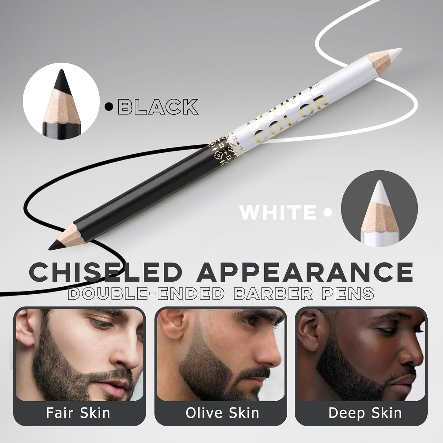 Barber Pencil for Lineup Magic Hairline Enhancement Beard Guide Shaping Pencils for Design Razor Trace Black White Barber Chalk Pencils Set with Sharpener Ruler Brush for Men