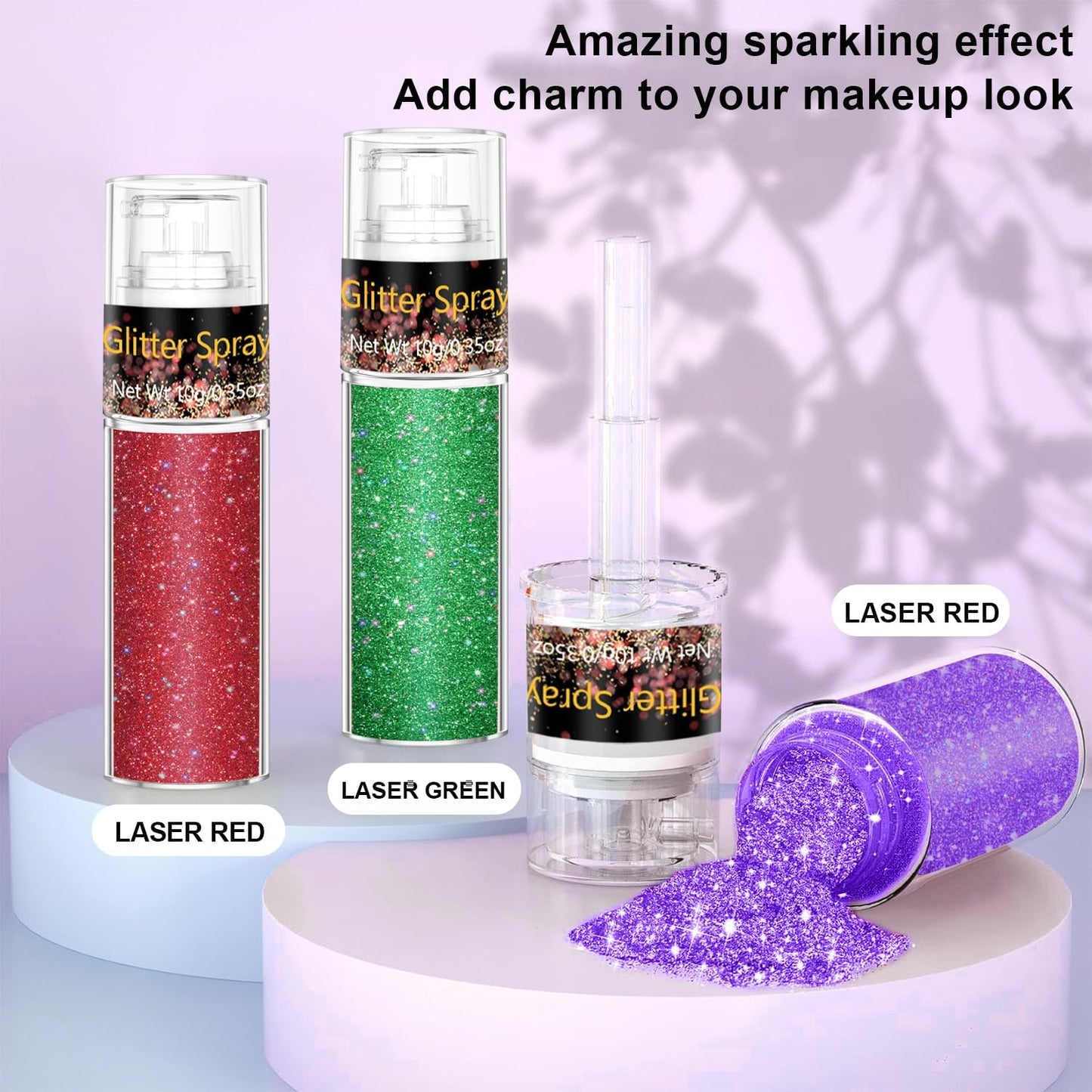 Hair and Body Glitter Spray, 1PC Purple Glitter Hairspray Dry Powder Makeup for Clothes, Festival Rave Prom Loose Sparkle Powder,Holographic Ultra Fine Resin Glitters for Crafts,10g (Purple)