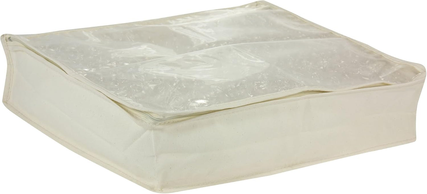 Household Essentials Lightweight Canvas Sweater Bag 2 Pack, Durable Canvas with Clear PEVA Top, 3-Sided Zipper, Perfect Fit for Shelving or Under the Bed