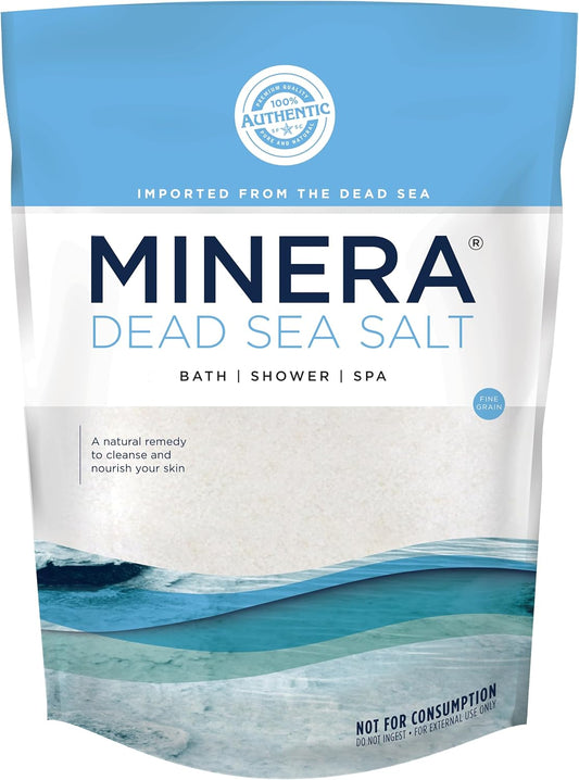 Minera Fine Grain Dead Sea Salt for Bath & Soaking – 57 lbs (3 x 19 lb Bags), Fast-Dissolving, 100% Pure & Natural, Unscented, Skin-Nourishing Bulk Sea Salt