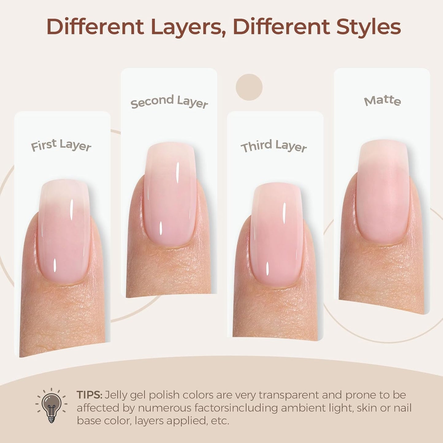 AILLSA Milky Pink Gel Nail Polish Natural Nude Jelly Gel Polish Light Color Translucent Nude Polish Sheer Pink Neutral Nails Soak Off U V Gel for French Manicure Nail Salon at Home 0.51 Fl Oz/GB90