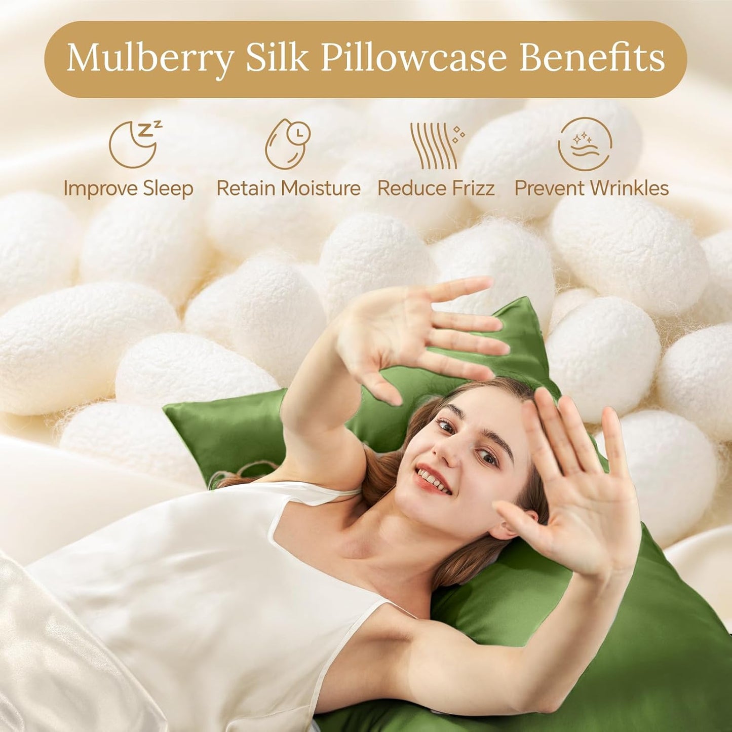 INFIIXSO Mulberry Silk Pillowcase for Hair and Skin, Silk Pillow Cases Queen Size Set of 2 with Hidden Zipper 20"x30", Ultra Smooth and Soft Cooling Pillow Cases for Hot Sleepers(Cedar Green, 2 Pack)