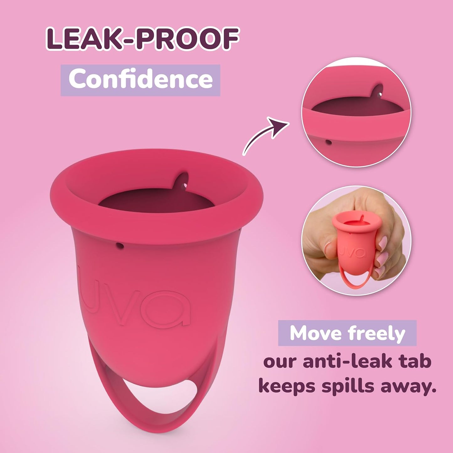 UVA 2 Reusable Menstrual Cup Kit with Sterilizer - Size A for Moderate Flow - 10-Year Durable & Leak-Proof Silicone - Menstrual Cup Medium Sized, Sterilizer & Traveling Bag Period Cup Set