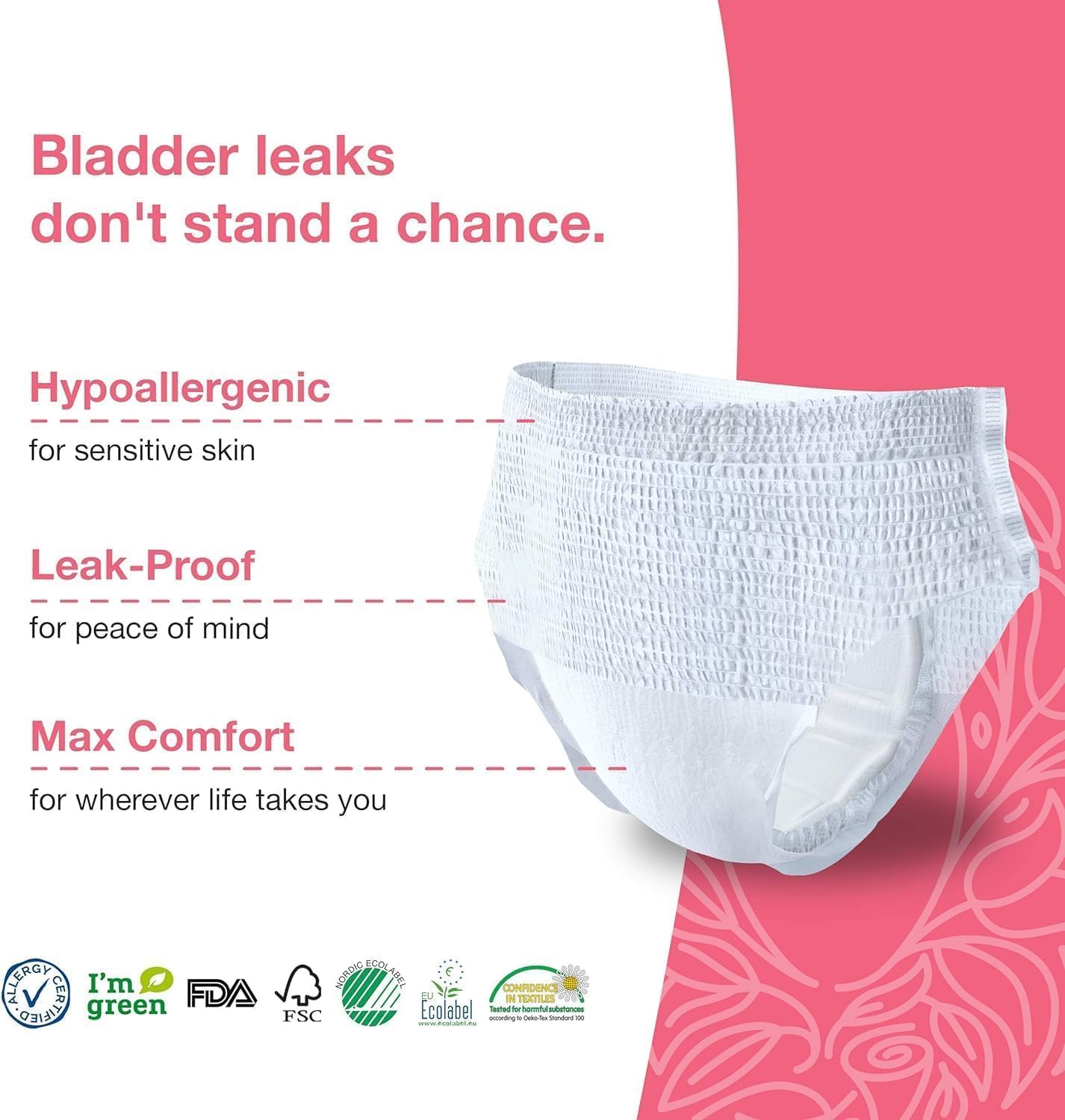 Veeda Natural Adult Incontinence Underwear for Women - Postpartum Underwear for Bladder Leakage Protection - Disposable Underwear with Maximum Absorbency - X-Large Size - 60 Count