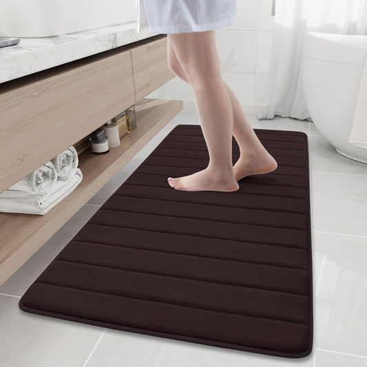 Buganda Memory Foam Bath Mat, 60" x 24", Ultra Soft and Non-Slip Bathroom Rugs, Water Absorbent and Machine Washable Bath Rug Runner for Bathroom, Shower, and Tub, Brown