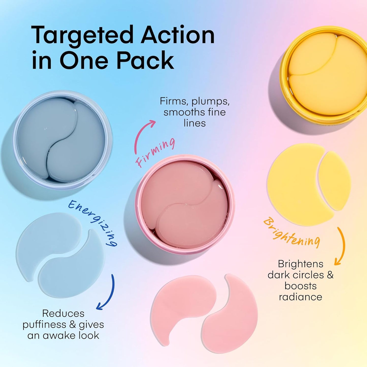 TEREZ & HONOR Eye Patches Set: Korean Hydrogel Eye Masks Gift, 3 Pack (x 60 Pcs) with Caffeine, Collagen & Vitamin C - For Puffy Eyes, Dark Circles, Fine Lines, Wrinkles & Bags, Travel Case Included