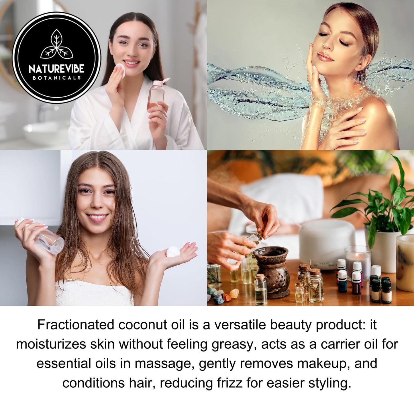 Naturevibe Botanicals Apricot Oil 32oz Fractionated and Jojoba Oil 32oz Coconut Oil 32oz | Oil Combo