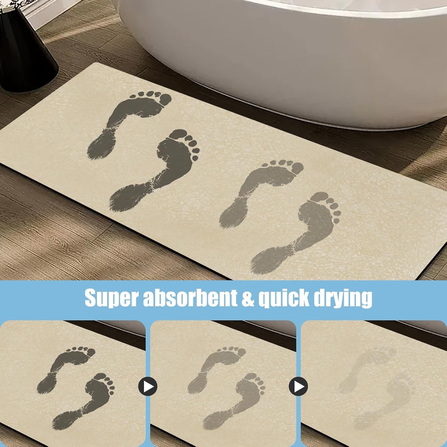 Diatomaceous Earth Bath mat Bathroom Rugs Super Absorbent Quick Dry Non Slip Bath Mat Thin Bathroom Floor Mats Fit Under Door-Shower Rug for in Front of Bathtub Shower, Coffee, 23.6"x66.9"