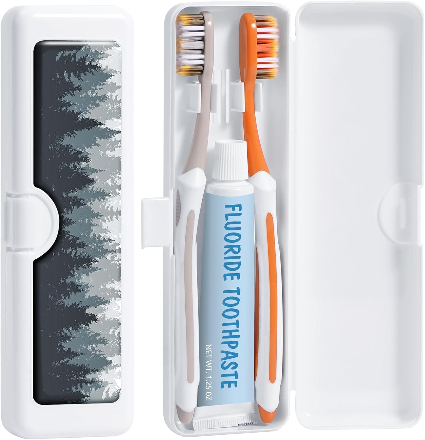 Toothbrush Travel Case - Colorful Pattern, Holder and Covers for Toothbrushes, Includes Tongue Scraper Case
