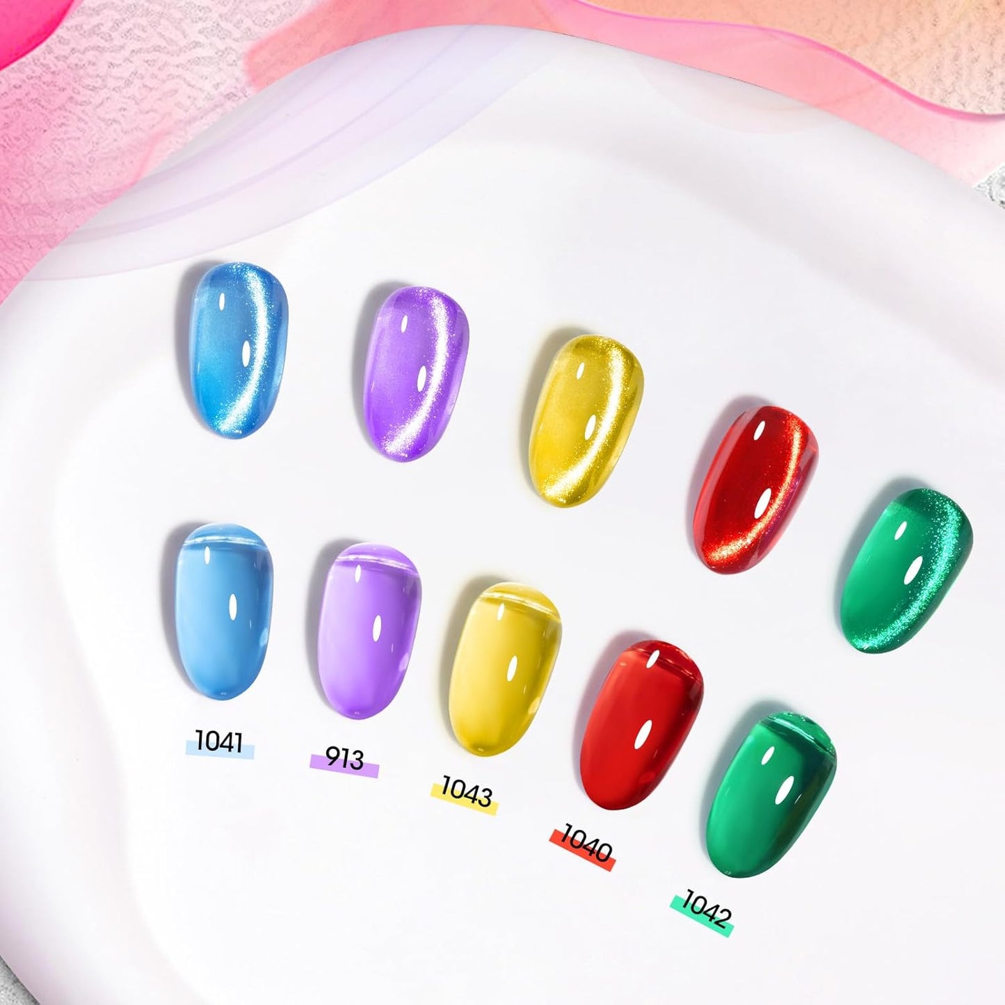 GELLEN Jelly Gel Nail Polish Set 6 Colors Neon Jelly Gel Polish Green Yellow Red Blue Purple Crystal Transparent Gel Polish Kit Soak Off UV Gel Nail Art Spring Summer Manicure Gift for Women