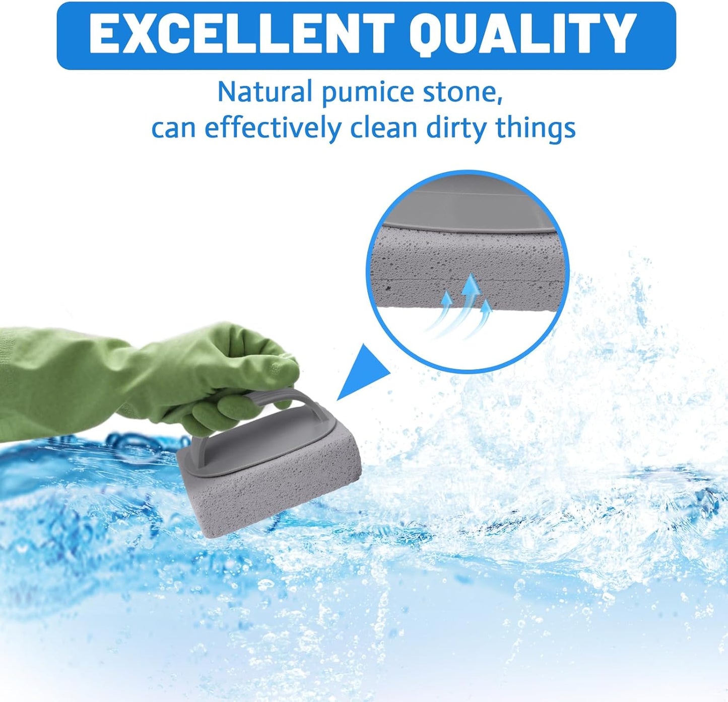 8Pcs Pumice Stone for Cleaning, Pumice Stone for Pool Tile Cleaning Pumice Stone Cleaner Brush with Handle, Pumice Cleaning Stones Scouring Stick Hard Water for Bathtubs Grills Swimming Pools