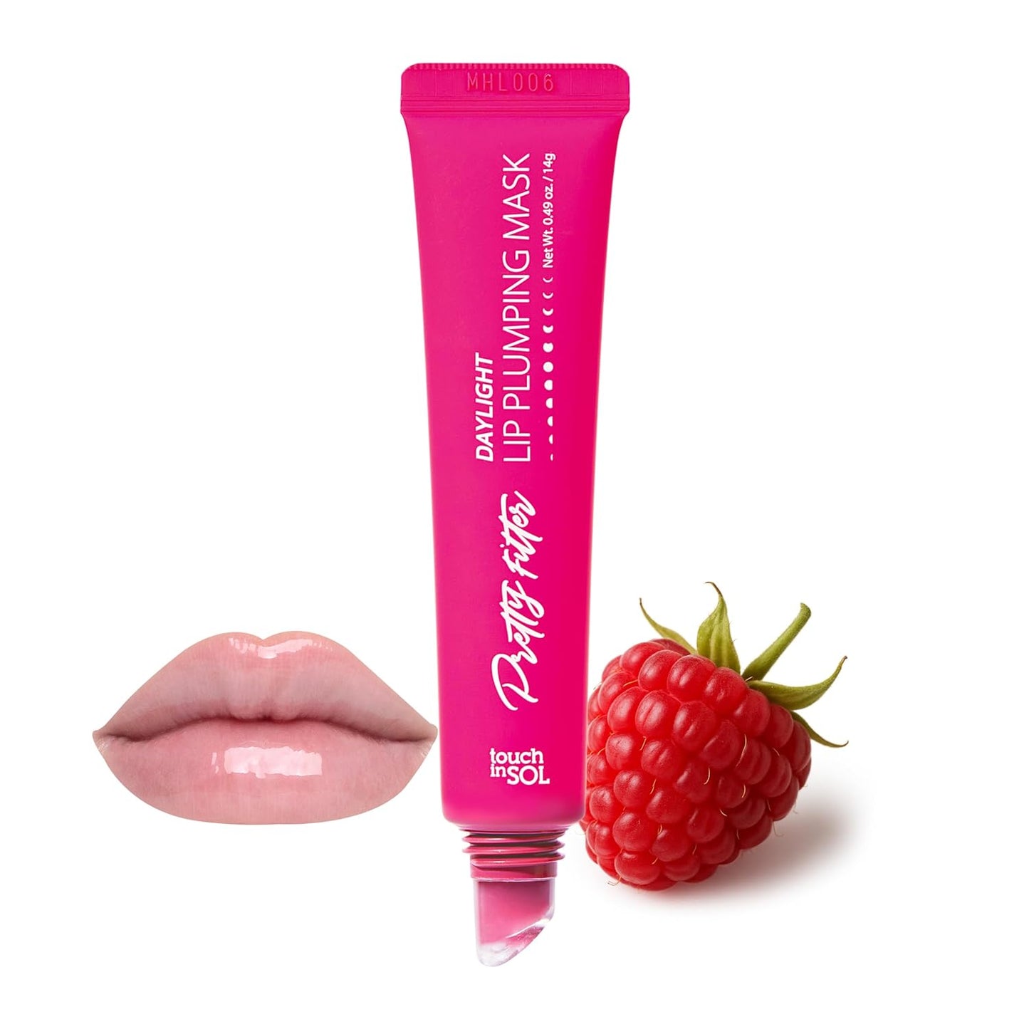 Touch in Sol Pretty Filter Daylight Lip Plumping Mask – Plumping Lip Gloss for Fuller Lips, Moisturizing Raspbarry Lip Plumper, Korean Makeup Essential for Glossy Lips #Raspbarry (0.3 fl.oz/9ml)