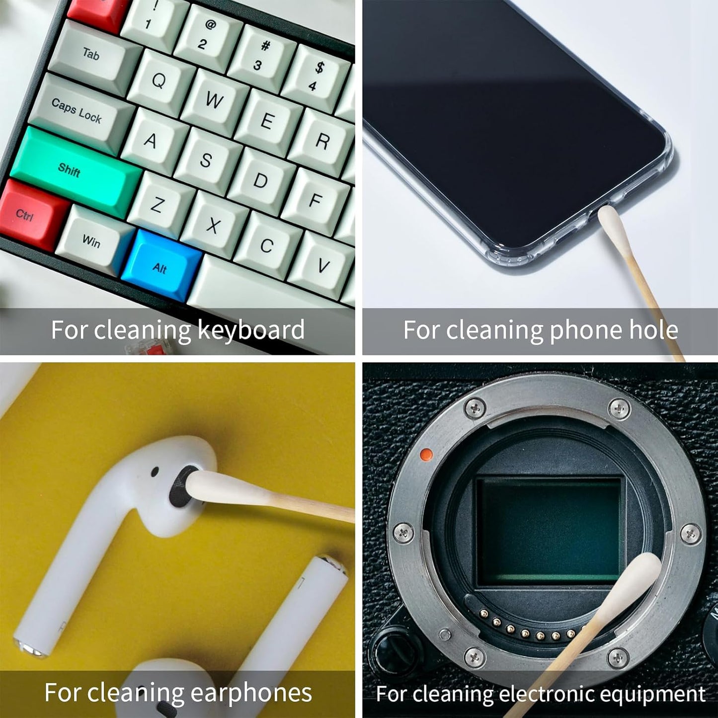 Vaincre 300PCS Long Cotton Swabs - 6" Cleaning Cotton Swab Buds with Wooden Sticks, Precise Microblading Eyeshadow Tip Applicators, Microswabs Wood Sticks for Makeup Nail Art Tattoo Permanent Supplies