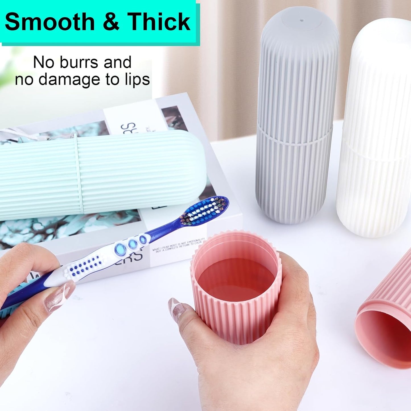 UCEC Travel Toothbrush Case, Toothbrush Holder Travel, Toothbrush Case for Traveling, Camping, Home, School, Business, Bathroom, 2 Pack (Green, Pink)