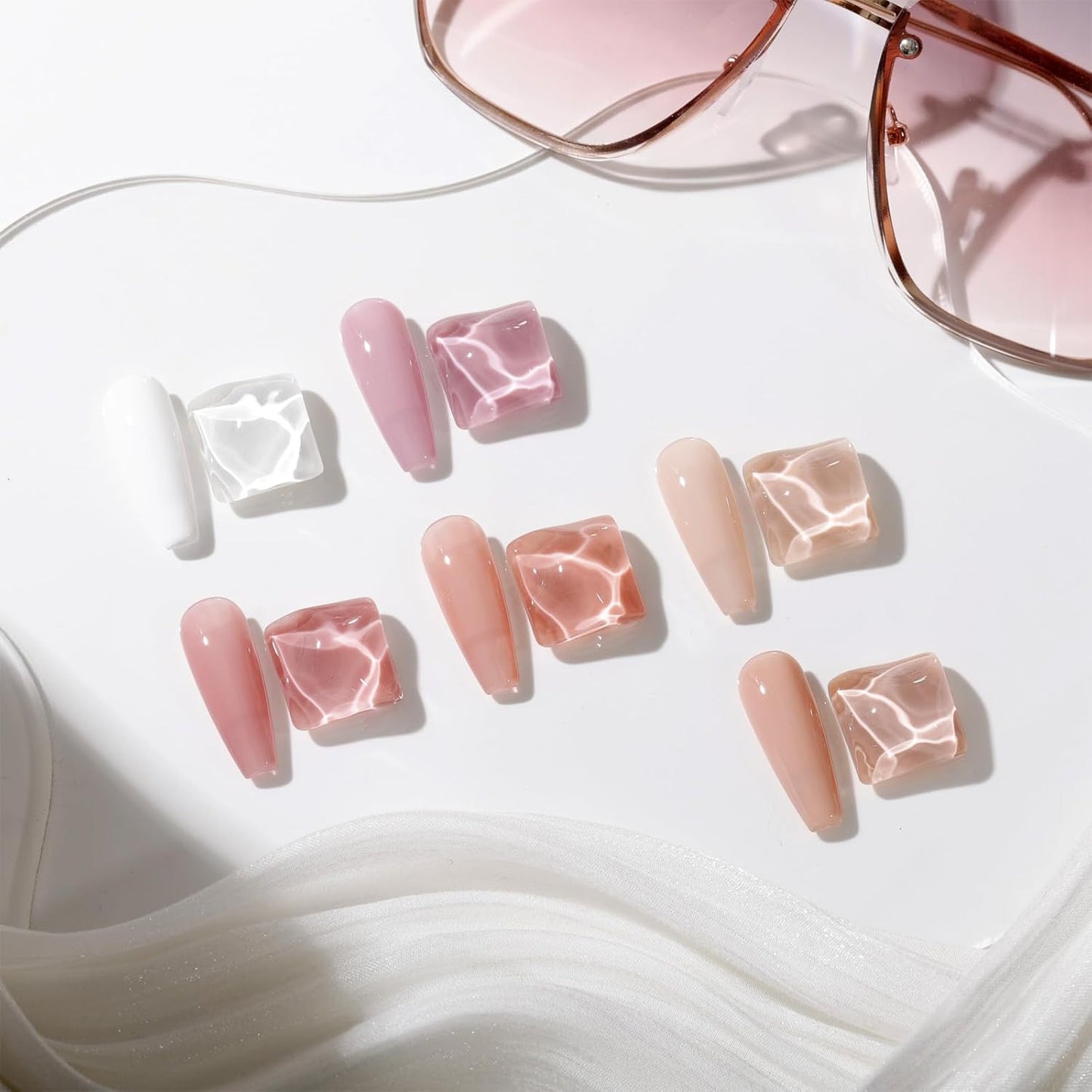 GELLEN Nude Jelly Gel Nail Polish Set for French Manicure, 10ml 6 Colors White Nude Jolly Gel Polish Semi Sheer No Wipe Soak Off light UV Gel for Nail Manicure DIY Art Salon Home