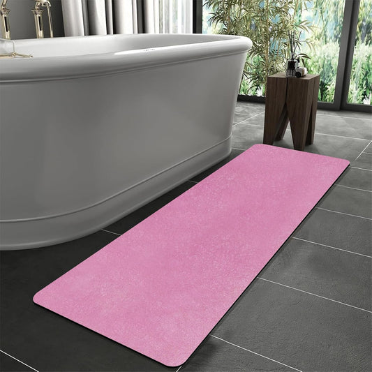Diatomaceous Earth Bath mat Bathroom Rugs Super Absorbent Quick Dry Non Slip Bath Mat Thin Bathroom Floor Mats Fit Under Door-Shower Rug for in Front of Bathtub Shower, Pink, 23.6"x47.2"