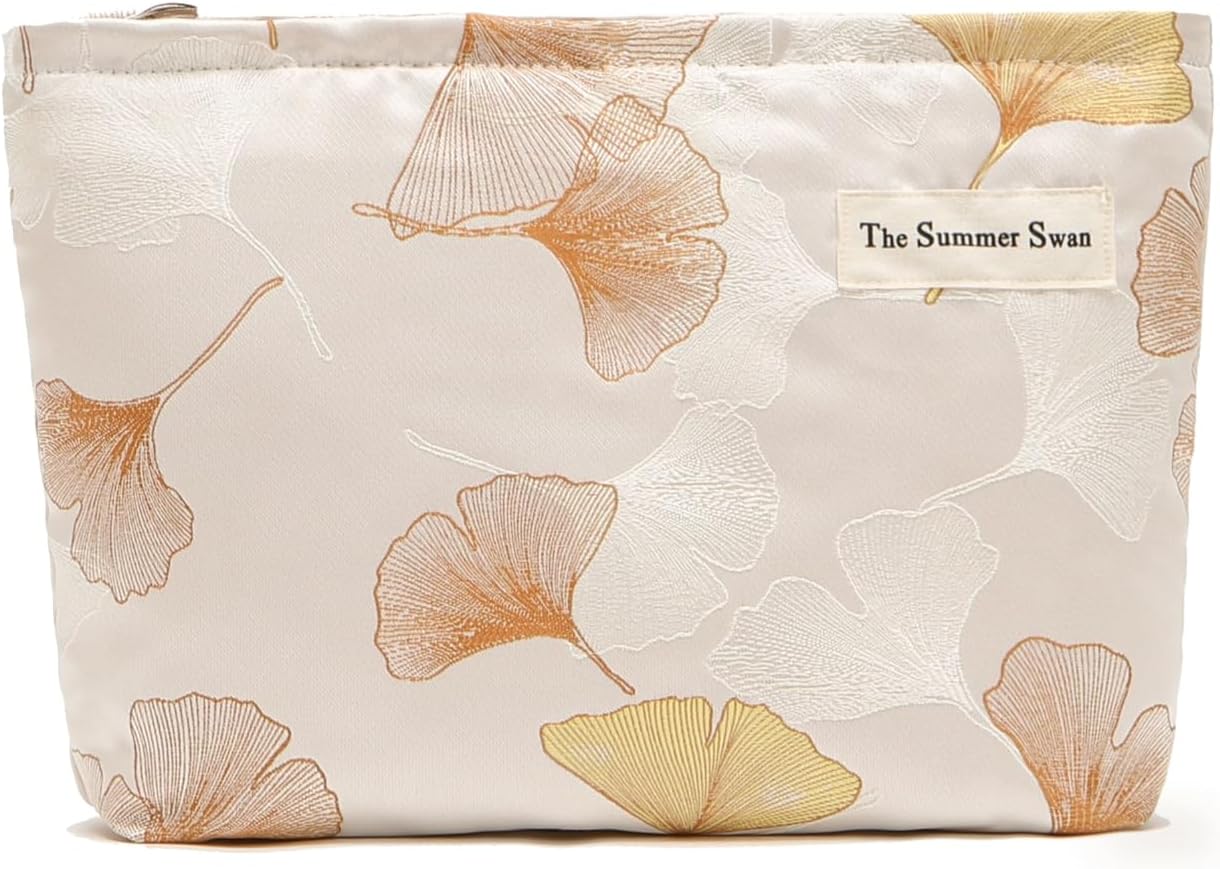 Ginko Summer Swan Large Floral Mid-day Clutch Period Hygiene Skincare Cute Makeup Bag