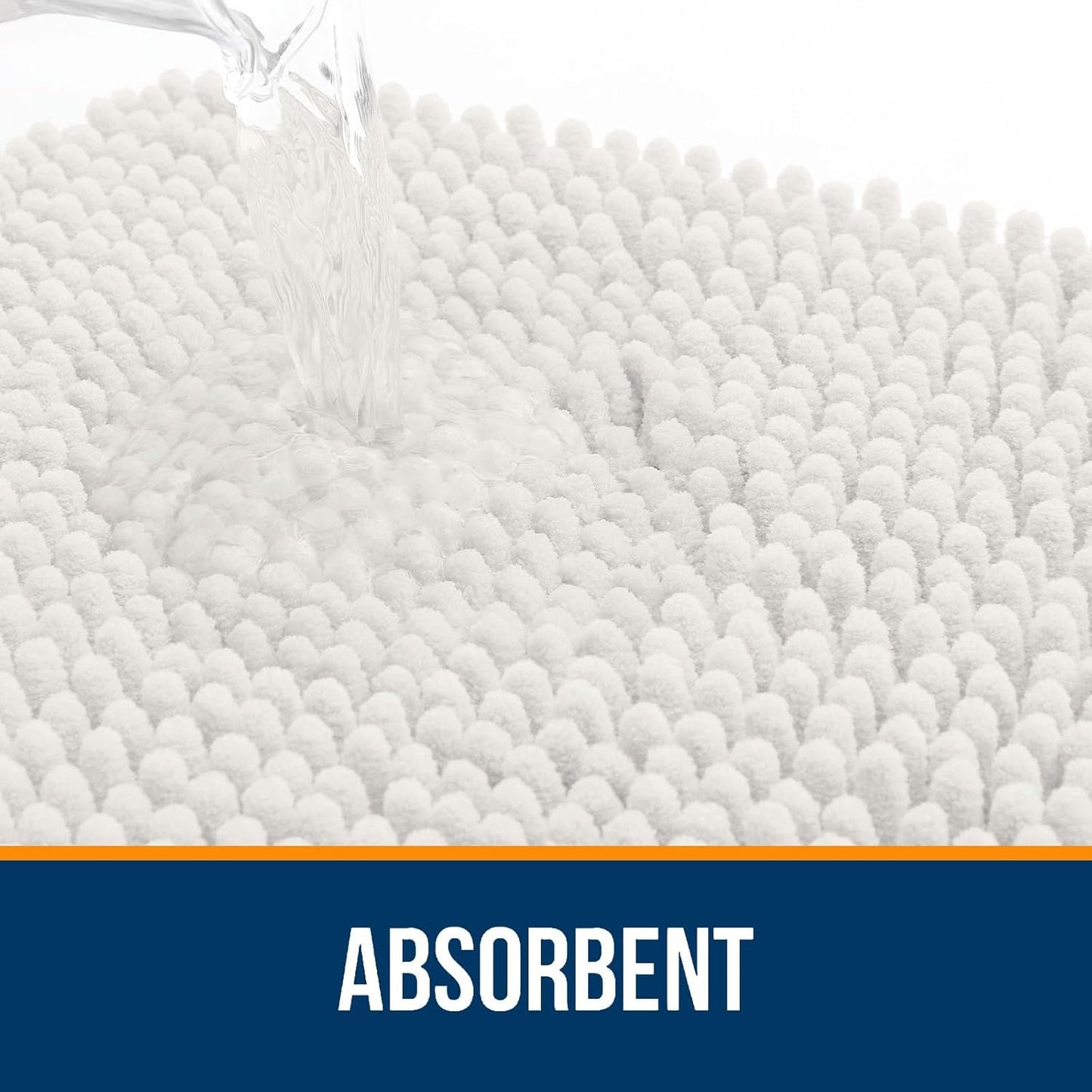 OLANLY Bathroom Rugs 30x20, Extra Soft Absorbent Chenille Bath Rugs, Rubber Backing Quick Dry, Machine Washable Bath Mats for Bathroom Floor, Tub and Shower, Home Decor Accessories, Ivory