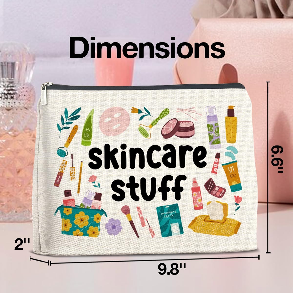 Skincare Stuff Makeup Bag Gifts for Women Skincare Stuff Cosmetic Bag Zipper Makeup Pouch