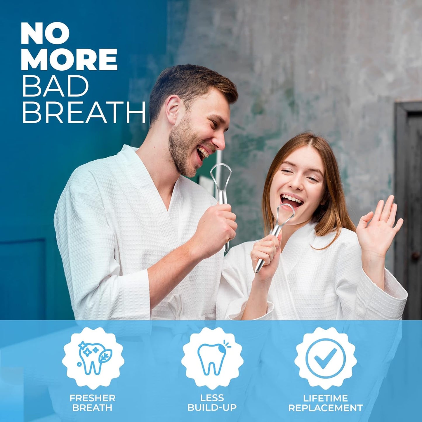 HOKIN Tongue Scraper for Adults with Travel Cases (2Pcs Oral Care Pack) - 100% Metal Spoon Shaped Tongue Cleaners, Tough Scrapers for Oral Hygiene