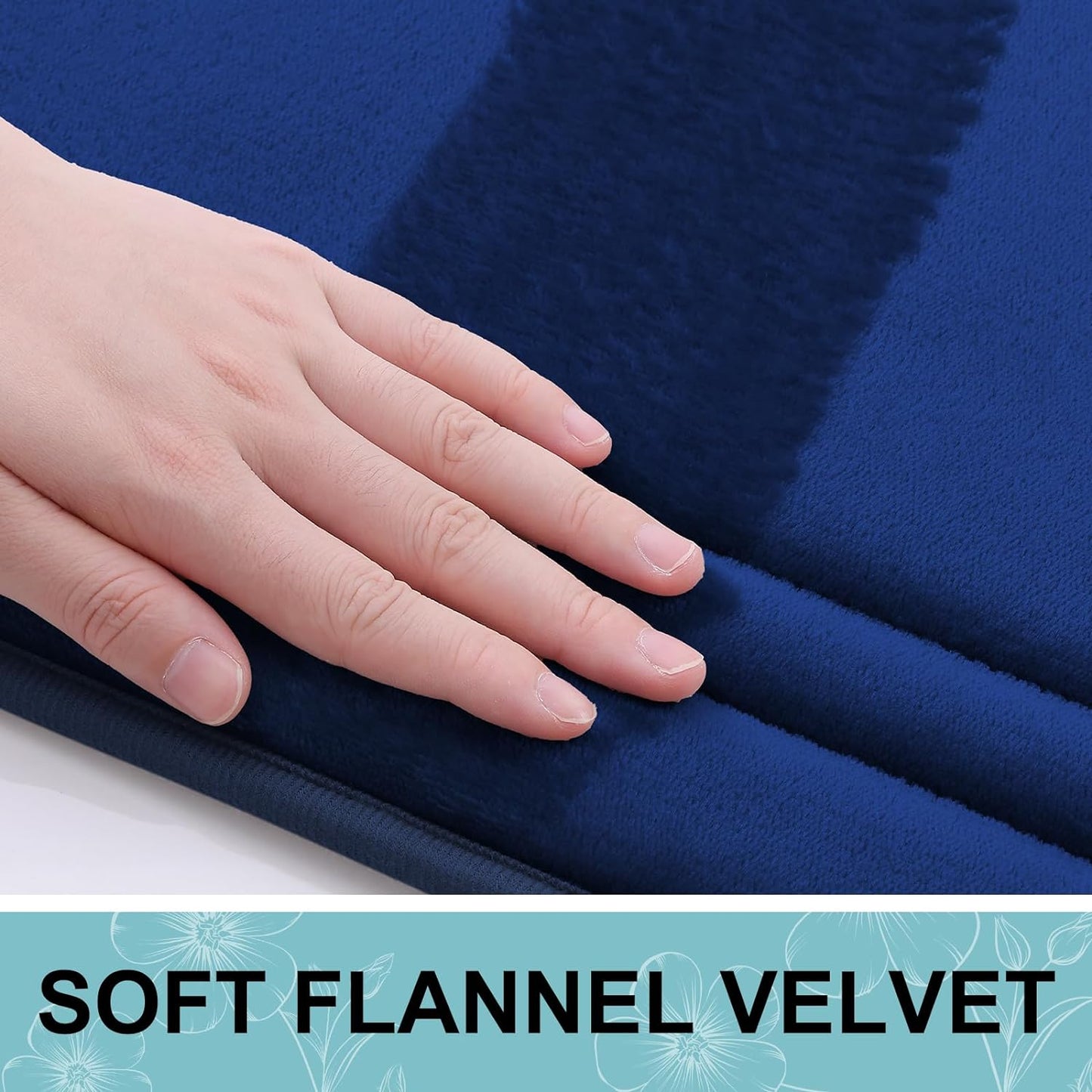 Grandaily Memory Foam Bath Mat Rug 47x17, Ultra Soft, Non-Slip and Absorbent Bathroom Rugs, Machine Wash Dry, Comfortable Bath Carpet for Bathroom Floor, Tub and Shower, Navy Blue