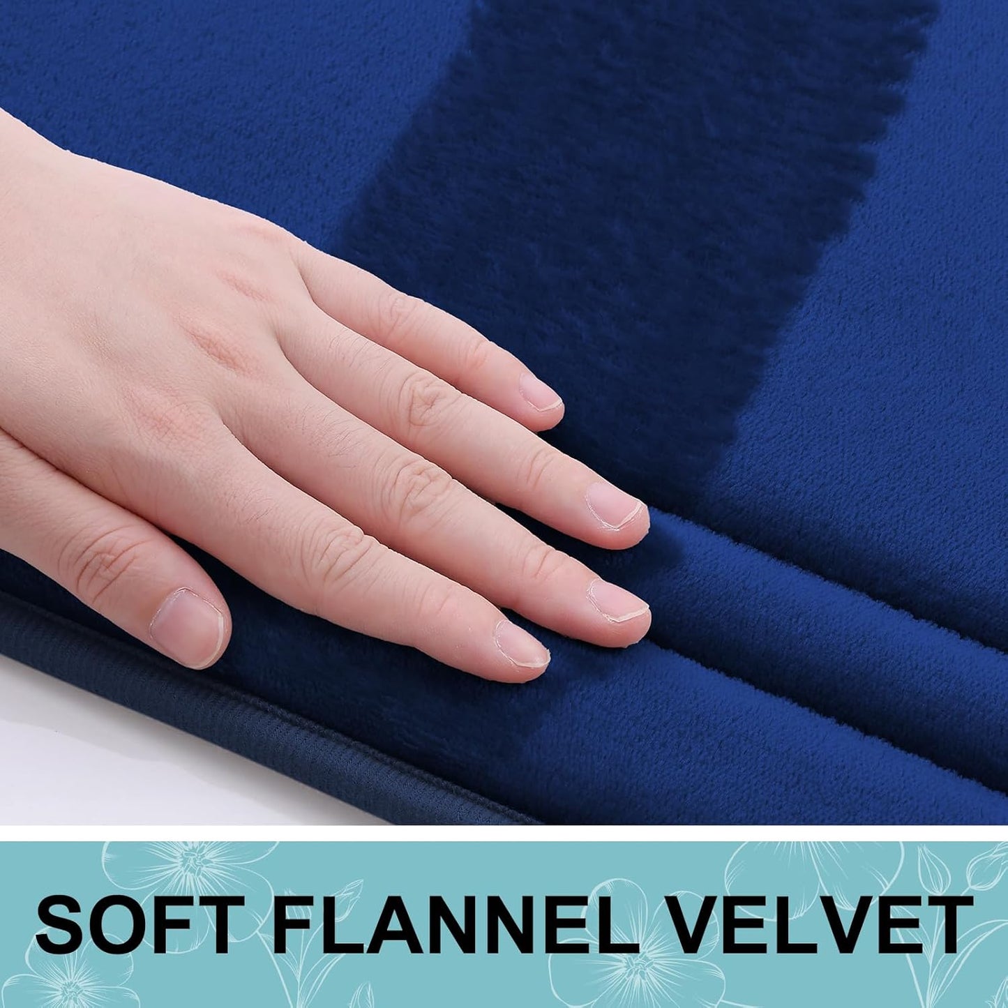 Grandaily Memory Foam Bath Mat Rug 30x20, Ultra Soft, Non-Slip and Absorbent Bathroom Rugs, Machine Wash Dry, Comfortable Bath Carpet for Bathroom Floor, Tub and Shower, Navy Blue