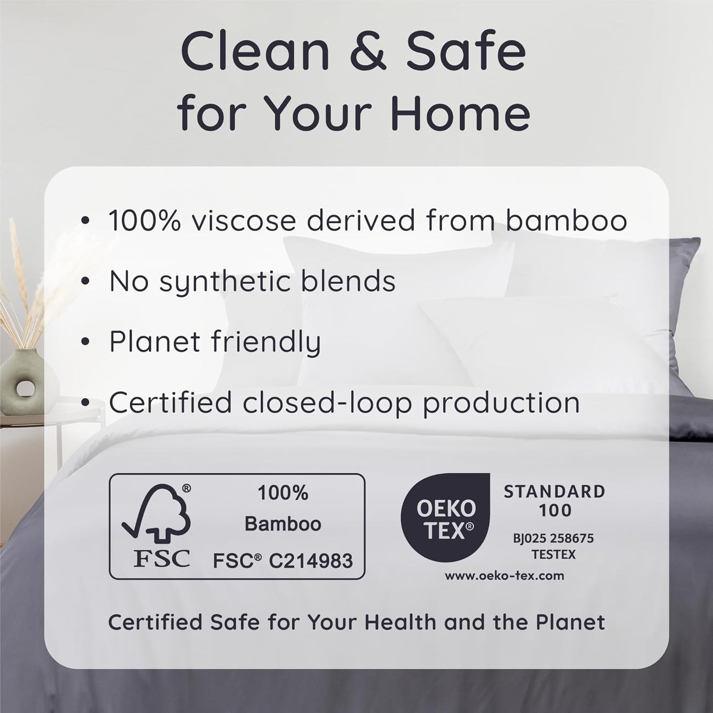 Bambaw 100% Viscose Derived from Bamboo Pillowcases King Size – Set of 2 King Size Cooling Pillow Cases for Hot Sleepers with Envelope Closure, Breathable & Super Soft Pillow Cases (Charcoal)