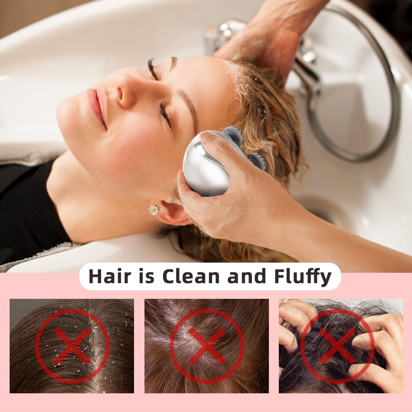 cotsoco Electric Pet Massager for Cats and Dogs Care with 8 Massage Heads, Handheld Cordless Head Scratcher Scalp Massager for Hair Growth, Deep Clean and Stress Relax, Gifts for Women, Men,Pets