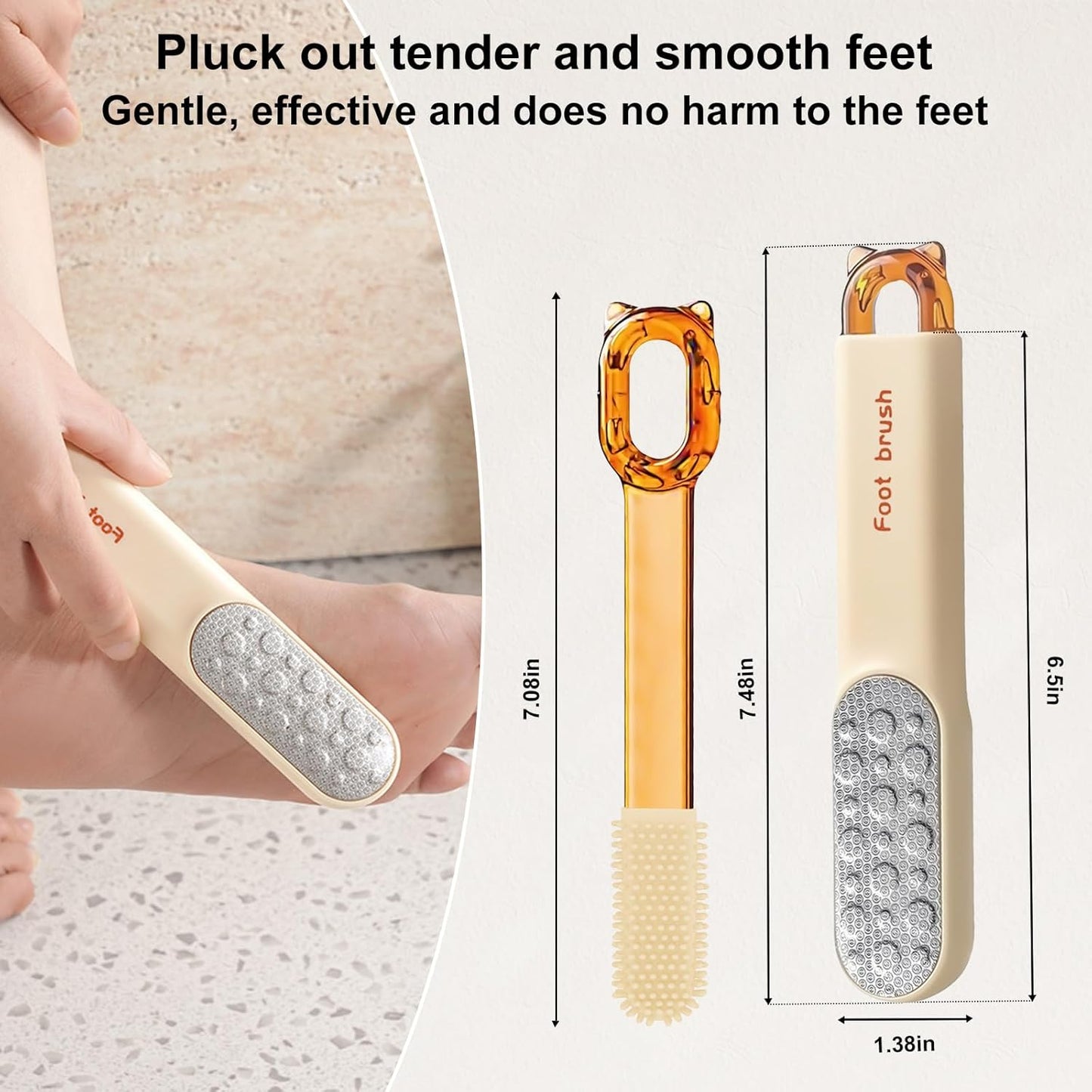 Double-Sided Stainless Steel Foot File, Foot Callus Remover & Foot Scrubber, Professional Pedicure Tool for Dry & Wet Feet, Fast Hard Skin & Dead Skin Remover with Non-Slip Grip, Orange