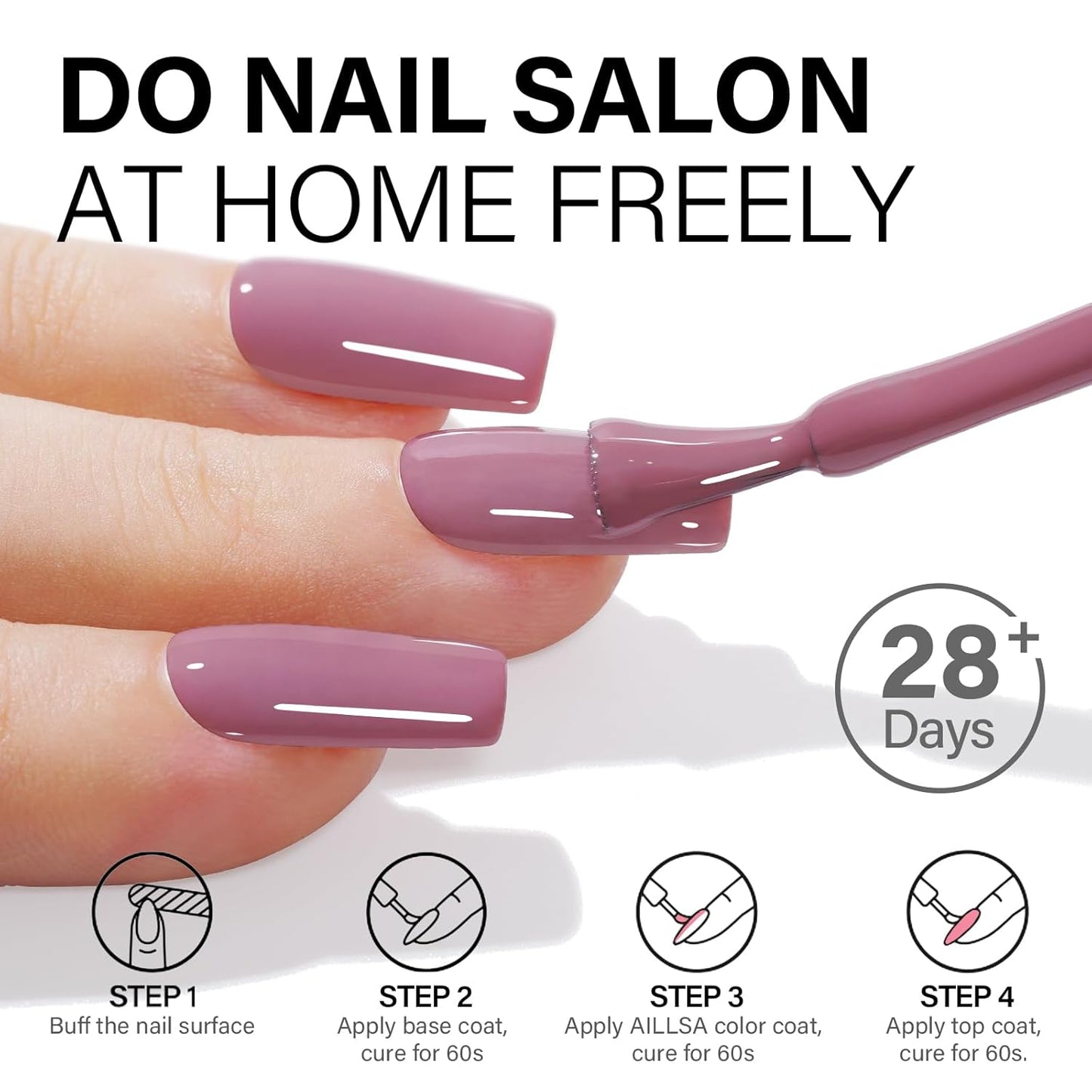 AILLSA Mauve Gel Nail Polish Dusty Pink Gel Polish Nude Rose Nail Polish Light Purple Natural Nails Prune Color Fall Winter Soak Off U V Nail Art Holiday Gift For Women 0.51 Fl Oz