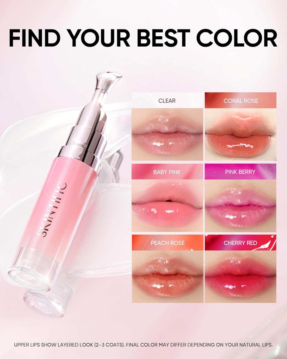 Hydrating Brightening Lip Serum, Smooth Tinted Lip Stain, Plumping Lip Gloss with Polypeptide Squalane, Moisturizing Balms, Brighten Dark Lips, Korean Beauty Makeup (05 Peach Rose)