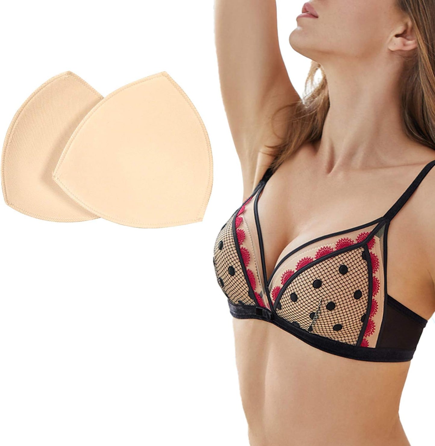 Bra Pad Insert,Removable Sport Bra Cup Triangle Breathable & Reusable Bra Pad for Yoga Bra,Swimsuits,Bikini