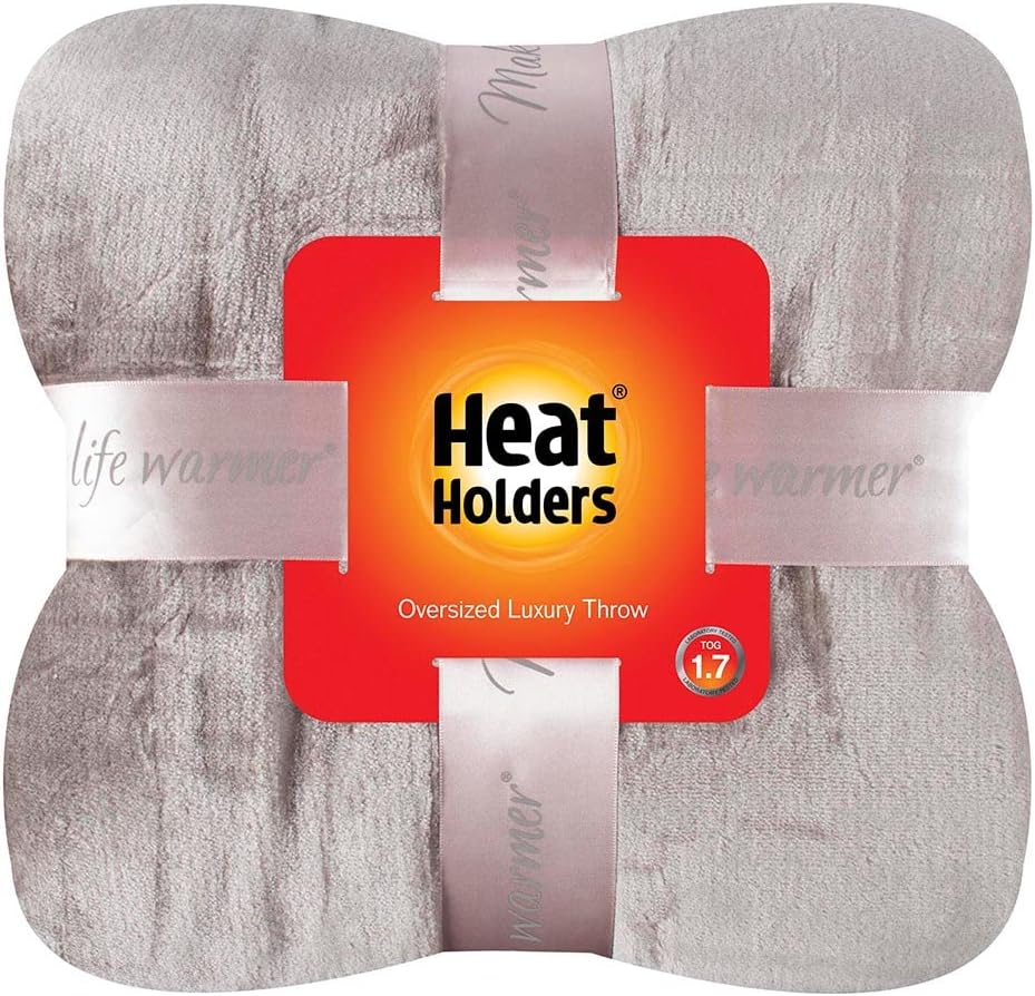 Heat Holders Fleece Throw Blanket for Couch - 300GSM Plush Super Soft Throw Blanket for Bed, Sofa, car & Travel - Extra Large Cozy Blankets, Warm Thick Fuzzy, All Season - 79" X 71" - Natural