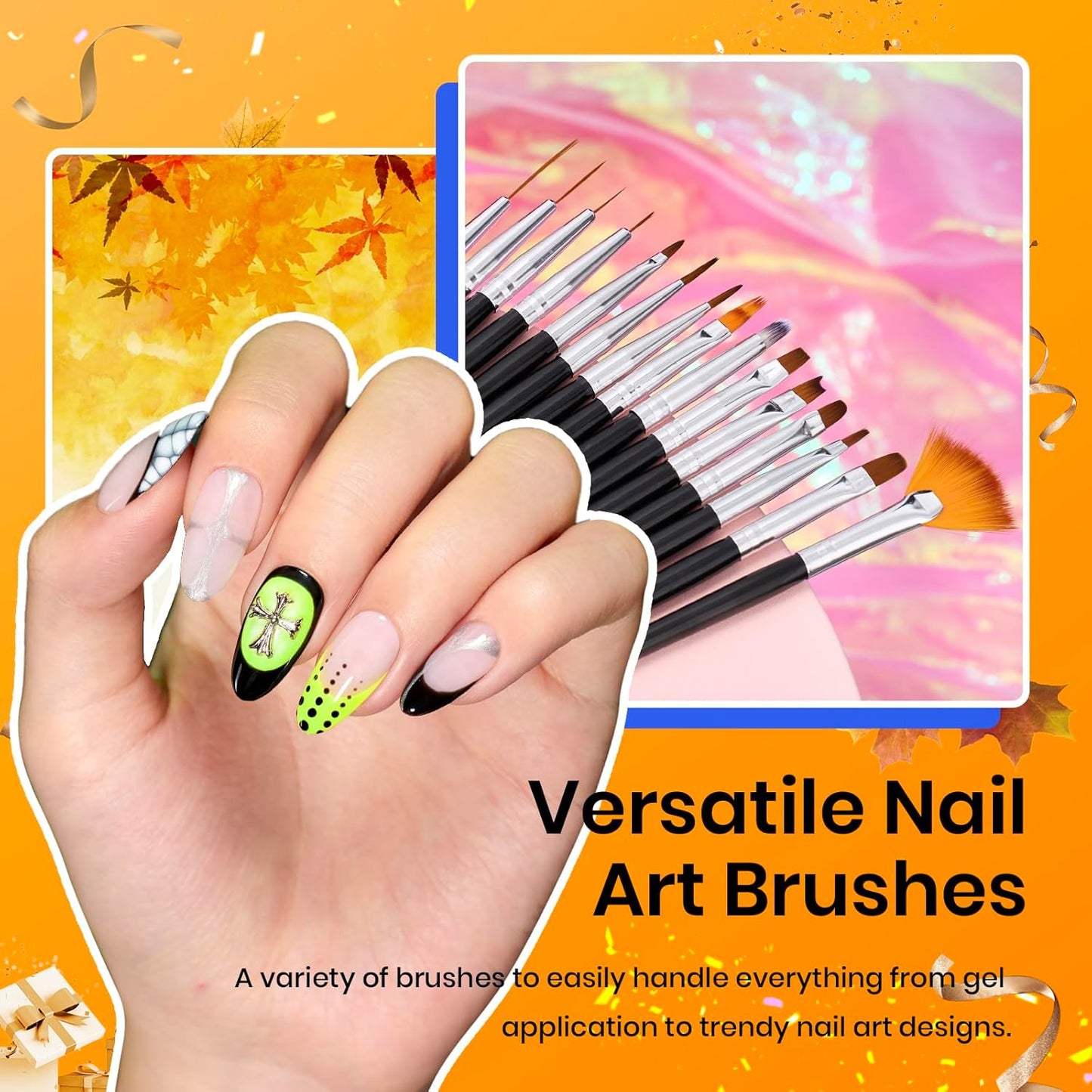 Beetles 31pcs Nail Art Brushes, Nail Art Pens, Dotting Tools, Dust Brush, Striping Liner Fingernail Drawing Pens with Palette Holder All in One for Starter Manicure Design Set