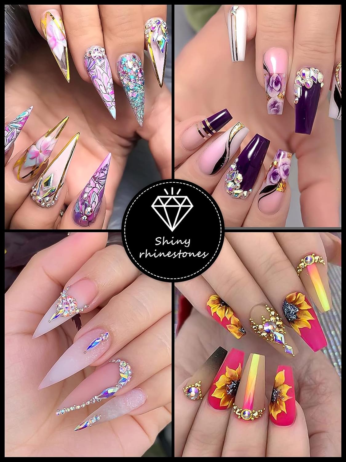 EBANKU Professional 9800 Pcs Mixed Shape Nail Rhinestone Kit with Picker & Dotting Pen for Acrylic Nail Art