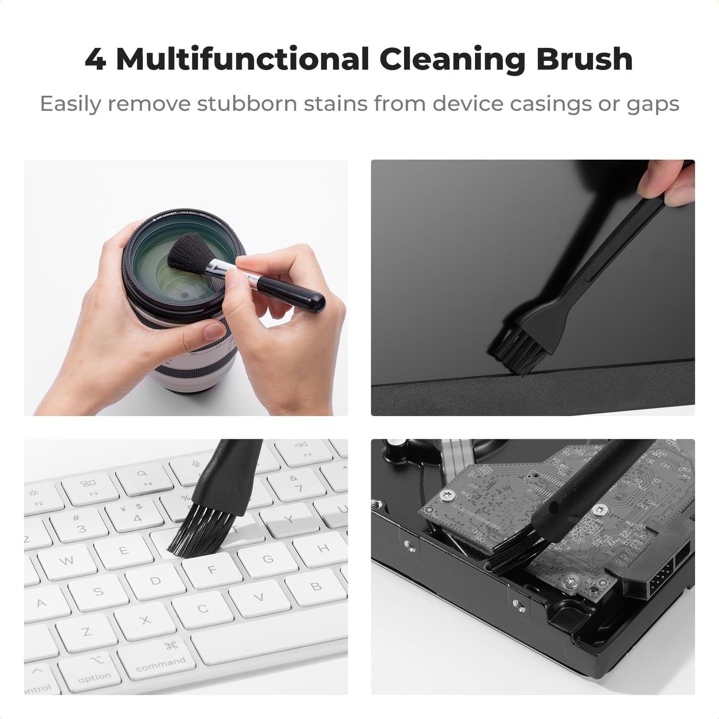 K&F CONCEPT 250ML Screen Cleaner Spray + Large Pearl Cloth + Microfiber Cloths*2 + 4 Brushes - Travel Size Electronic Cleaner for Car, Computer, Laptop, iPad, MacBook, Phone, Watch, Eyeglass